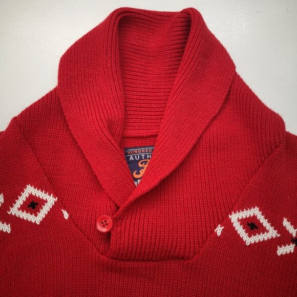 Hundred Percent Authentic Fresh Brand Men's Size Medium Red w/ White Sweater - Picture 4 of 10